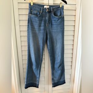 Part Two Women's Straight Leg High Rise Jeans with Raw Hem Size 28